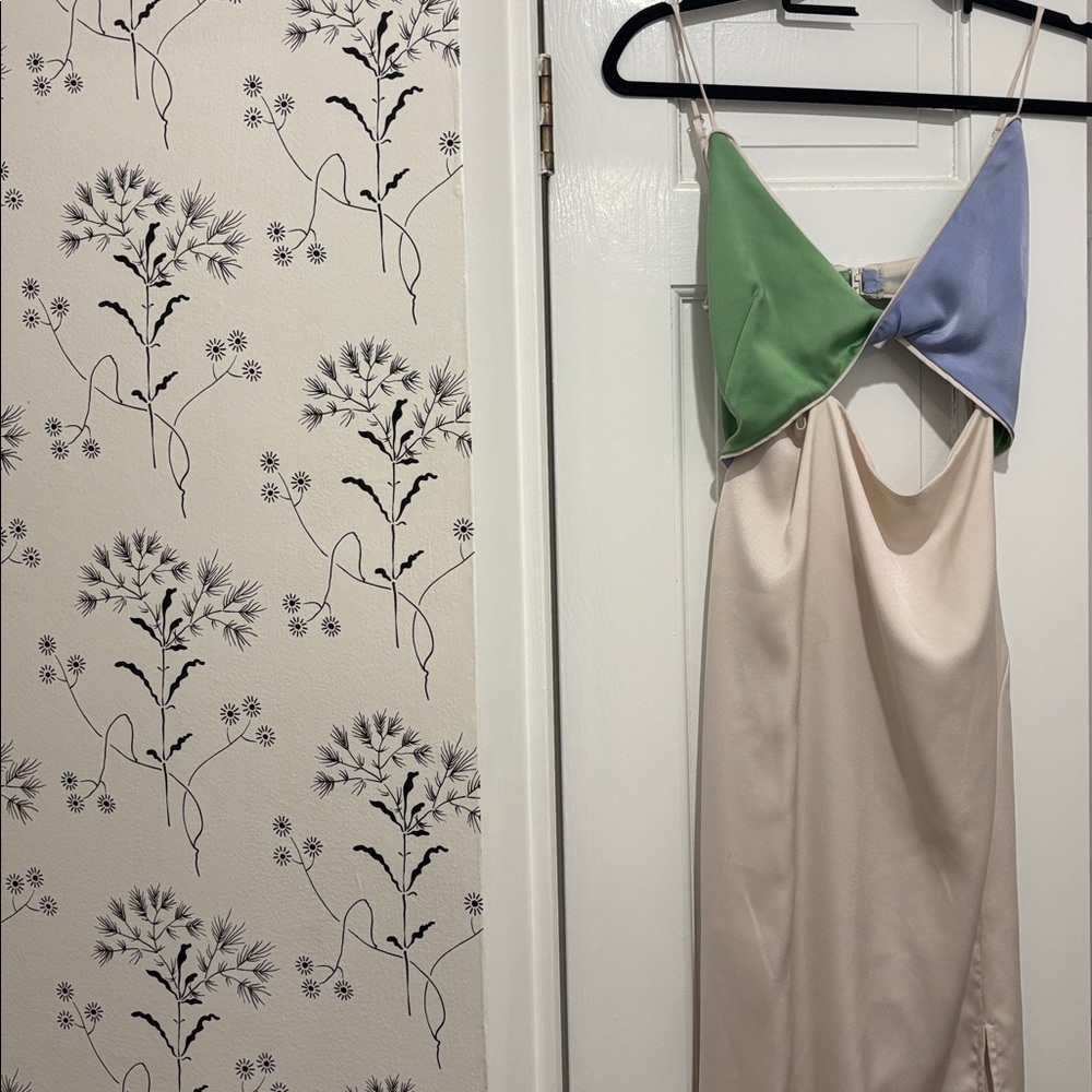 Elegant Silk Color Block Dress